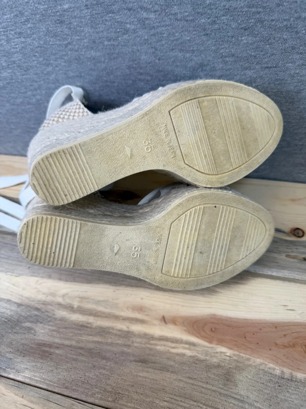 Toni Pons Atelier Lace Wedge Espadrille Size EU 35 Long Ankle Tie Wedding Bride